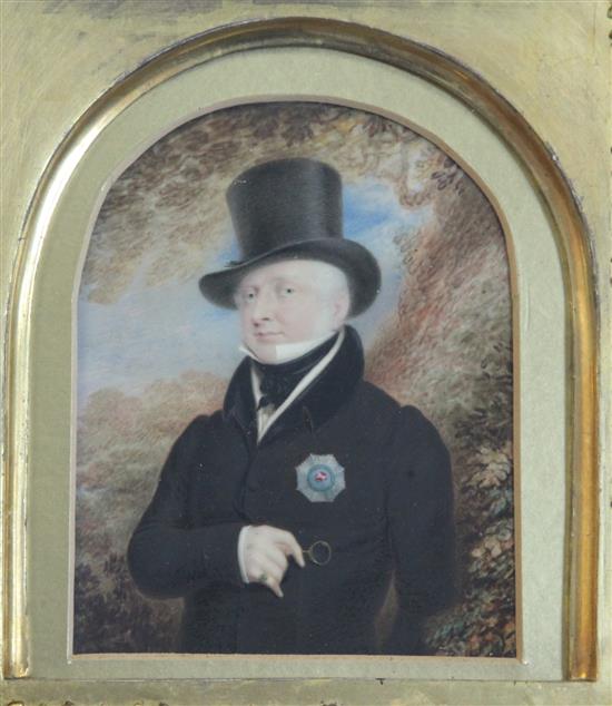 Johann Georg Paul Fischer (1786-1875) Portrait miniature of Sir Jonathon Wabher Waller, 1st Bart GCH Groom of Ledhamter to William IV (